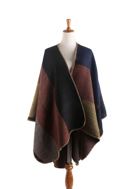 New fashion large tartan plaid winter thick warm cape wraps luxury high quality