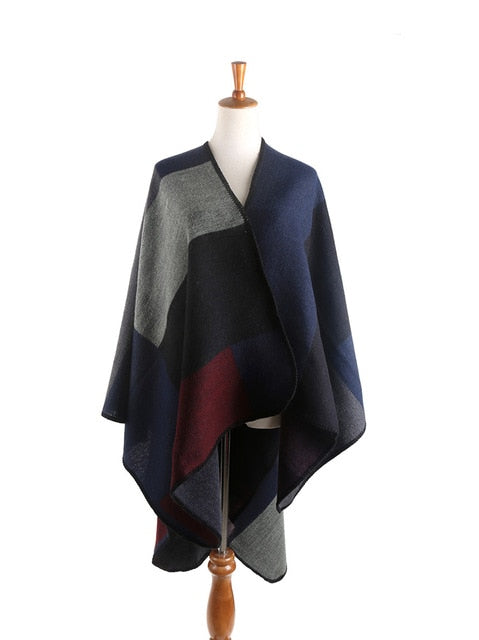New fashion large tartan plaid winter thick warm cape wraps luxury high quality