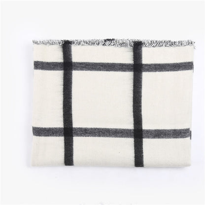 New black white tartan plaid cashmere scarves women winter thick warm blanket scarf lady brand shawl wraps super large