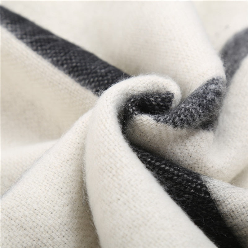 New black white tartan plaid cashmere scarves women winter thick warm blanket scarf lady brand shawl wraps super large