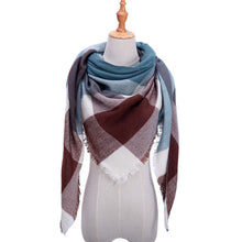 Load image into Gallery viewer, New Women&#39;s Winter Triangle Scarf Plaid Warm Cashmere Scarves Female Shawls Pashmina Lady Bandana Wraps Blanket Bandana