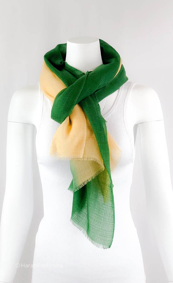GREEEN SHADDED CASHMERE SHAWL