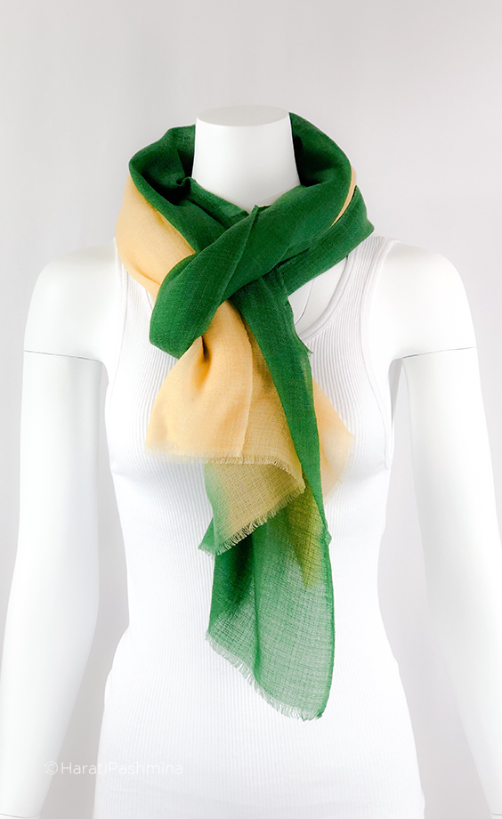 GREEEN SHADDED CASHMERE SHAWL