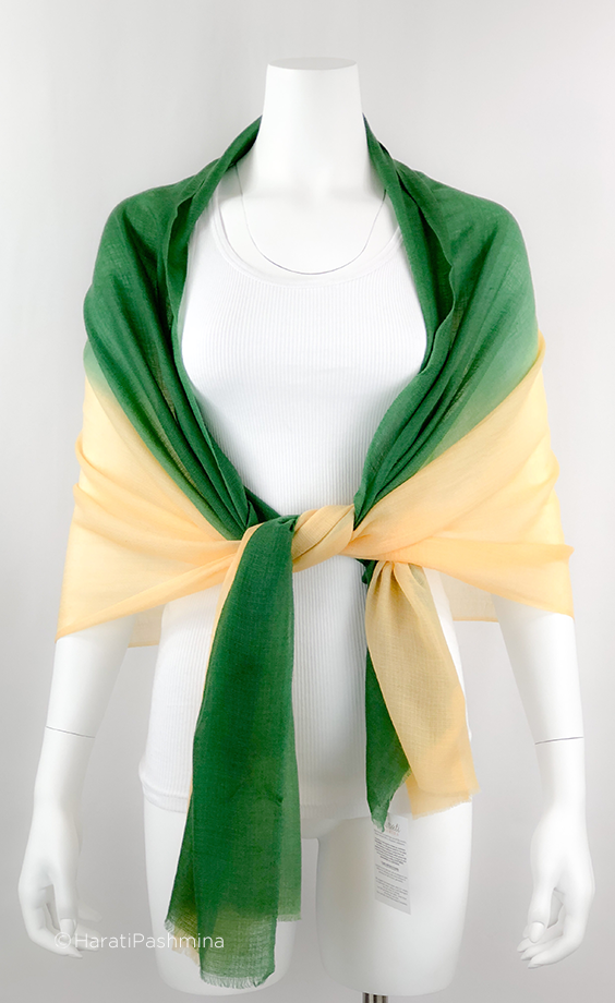GREEEN SHADDED CASHMERE SHAWL